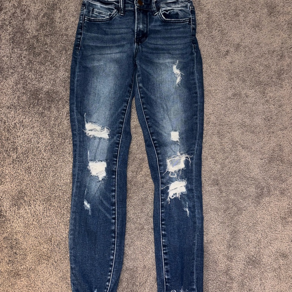 Altar'd State Dark Blue Distressed Skinny Jeans